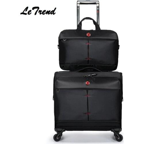 LeTrend Buy Luggage Get the Bag Fress Nylon Travel Multi-function Luggage Trolley Men Large Capacity Travel Rolling Luggage