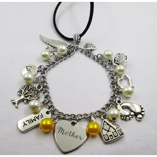 Mother family theme home love leather stainless steel chain rearview mirror christmas tree decoration Bag ornaments