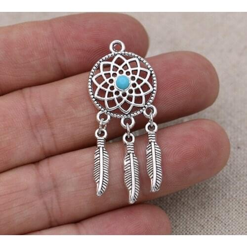 10pcs Tibetan Silver Plated DIY Dream Catcher Charms Pendants for Bracelet Jewelry Making Accessories Handmade Craft