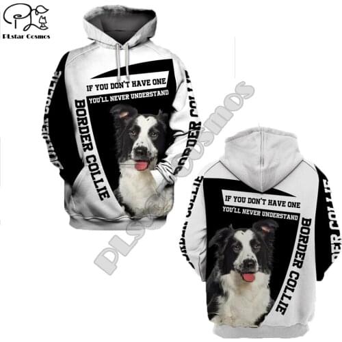 Unisex Mens Border Collie Dog 3d print hoodies autumn long sleeve Sweatshirts women pullover tracksuit hood hoody spring outwear
