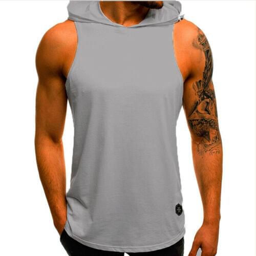 5 Colors Casual Mens Muscle Hoodie Tank Tops Letter Loose Sleeveless Vests Solid Hooded Men Tees