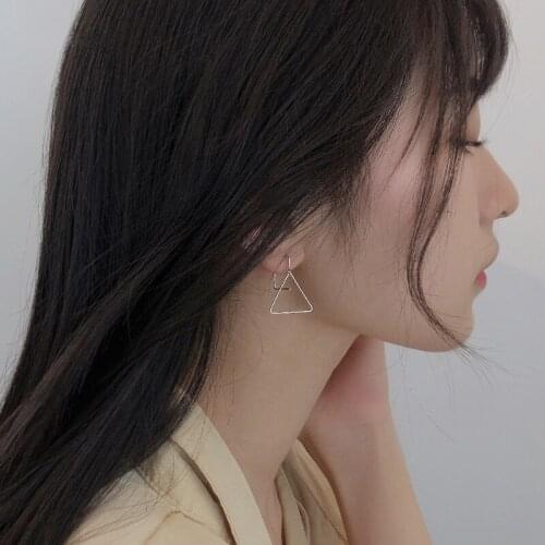 Triangle Round Asymmetrical Drop Earrings For Women Geometric Hook Female Fashion Korean Creative Design Lady Jewelry BOYULIGE