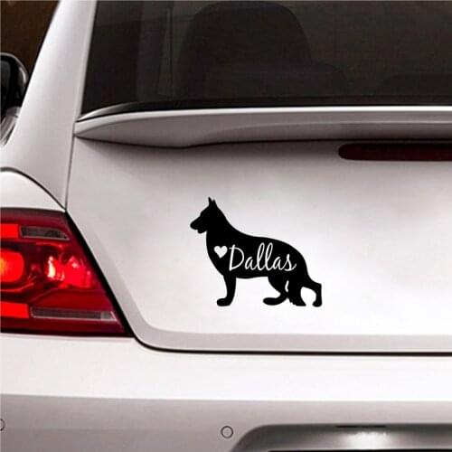 German Shepherd Decal Personalized Dog Name Vinyl Sticker , Custom Pet Dog Silhouette Removable Decals Sticker Car Laptop Decor