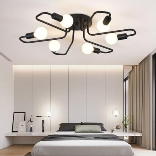 Vintage Ceiling Lights Kitchen Fixture For Dining Living Room Lamp Black White Retro Loft Iron Home Restaurant Decor Lighting