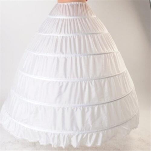 2021 High Quality White 6 Hoops Petticoat Crinoline Slip Underskirt For Wedding Dress Bridal Gown In Stock Free Shipping