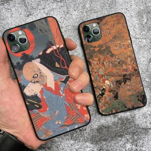 Ukiyo-e japanese vintage retro landscape art For iPhone 6 6s 7 8 Plus X XR XS 11 Pro Max soft silicone Phone case cover shell