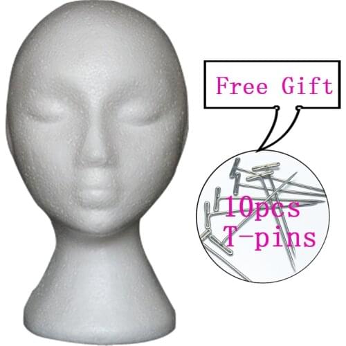 Female Foam Mannequin Manikin Head Styrofoam Model For Wig Stand Glasses Hat Display Dummy Head With 10pcs T-pins