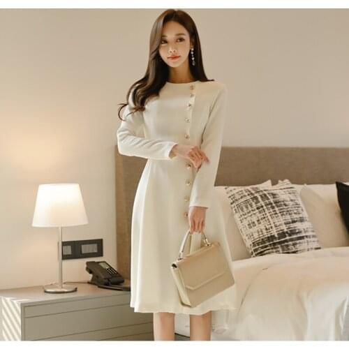 Office Lady Runway Designers High Fashion Elegant Dress Women Casual Long Sleeve