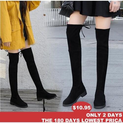 Size 35-41 Winter Over The Knee Boots Women Stretch Fabric Thigh High Sexy Woman Shoes Long boot
