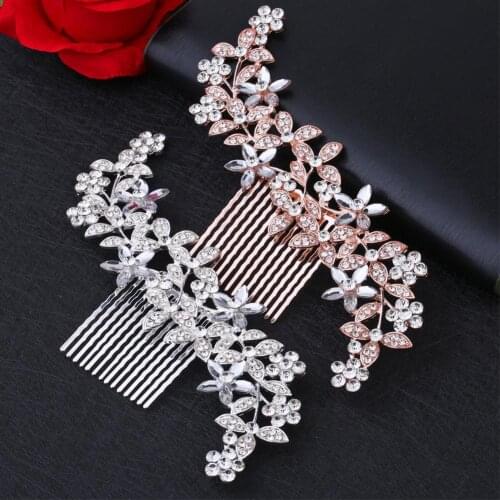 1pcs Bridal Hair Comb Silver Rose Gold Women Tiara Flower Hair Clips Vintage Wedding Headband Luxury Bridal Headwear Headpieces