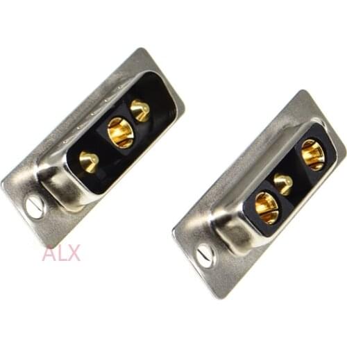 1PCS high power DB3 3V3 30A Gold plated MALE FEMALE high current CONNECTOR D-SUB adapter solder type 3pin plug socket Welding
