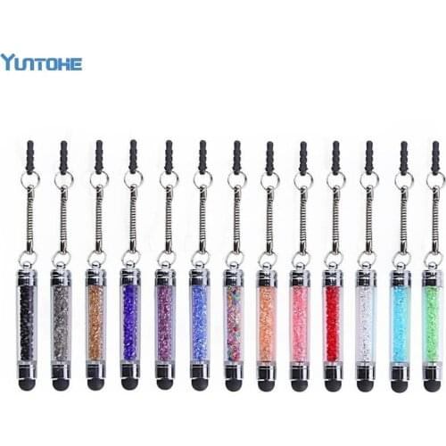 100pcs/lot Wholesale Good Quality Dust plug Touch Pen Crystal Stylus Pen ultra-soft high sensitive For iphone iPad mobile phone
