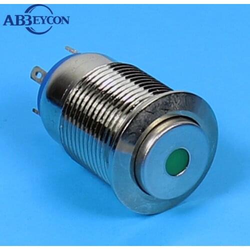 12mm High Round Head Momentary Dot Led Illuminated Light Small Push Button Switch Pin Solder Terminal Waterproof Metal Shell