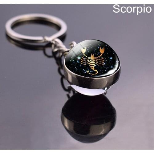 12 Zodiac Sign Constellations Key Chains Keyrings for Men Women Virgo Libra Scorpio Aries Taurus Birthday Gift