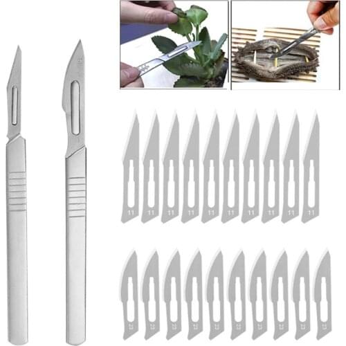 20pc Carbon Steel Scalpel Blades + 2pc Handle DIY Engraving Craft Knives Cutting PCB Repair Sword Hand Tools