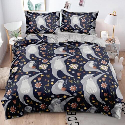 3D Custom Design Sloth Gray Comforter Cover Pillow Cottoms Set Bedding Sets Twin King Queen Double Single Size Animal Bedclothes