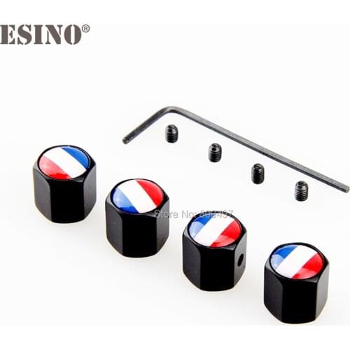 4 x Car Styling France National Flag Anti-theft Stainless Wheel Tire Valve Stems Caps Car Wheel Tire Stem Air Valve Caps