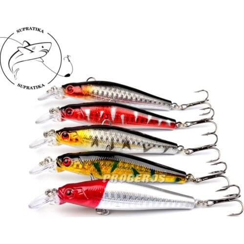 5PCS/lot 90mm 8.3g 3D Eyes Lifelike Long tongue Striped Wobbler Minnow Fishing Bait Lures Plastic Dot Fishing Hard Bait Lure