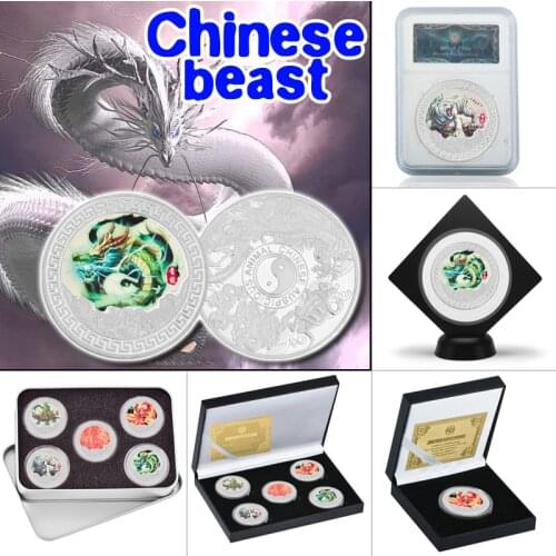 5PCS WR Silver Chinese Ancient Coins Collectibles with Coin Holder Original Challenge Coins Set Medal Souvenir Gift Dropshipping