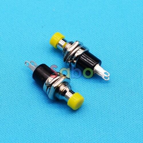 5PCS Yellow Lockless ON/OFF Push button Switch Press the reset switch PBS-110