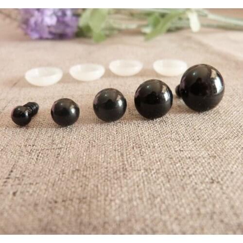 50pcs/lot--16-40mm full black safety toy eyes & soft washer for diy plush doll findings--size option