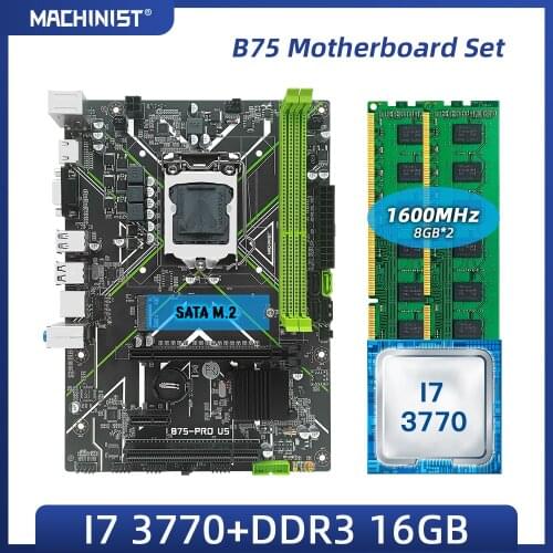 B75 motherboard LGA 1155 set kit with Intel I7 3770 processor DDR3 16G(2*8G)1600MHz RAM memory SATA2 SATA3 NGFF M.2 B75-PRO-U5