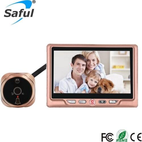 Saful 120 Wide Angle Wireless Peephole Viewer Motion Detect Video Recording Door Peephole Camera LCD Screen Video Door bell