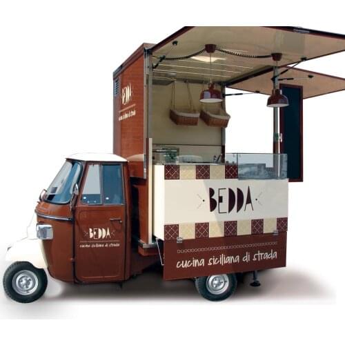 Best Seller Electric Tricycle Cargo Car Ape Piaggio 3 wheels Food Truck Mobile Kitchen Catering Trailer Hot Dog Food Cart