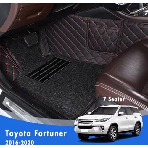 For Toyota Fortuner 2020 2019 2018 2017 2016 7 Seats Luxury Double Layer Wire Loop Car Floor Mats Auto Interior Accessories Rugs