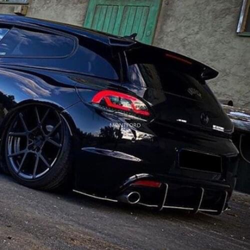 For Volkswagen VW Scirocco R 2009 2016 2019 ABS Black Rear Bumper Lip Trunk Spoiler Rear Diffuser Protector 3Pcs Car Styling