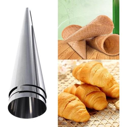 Stainless Steel Pastry Cream Trumpet Conical Beveler Croissant Tool Spiral Tubes Horn Bread Pastry Cake Mold Baking Supplies