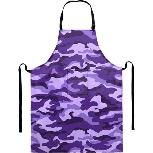 Colorful Army Camouflag Pattern Design Kitchen Baking Accessories Anti-Greasy Chef Apron Men Women with Pocket Cleaning Aproms