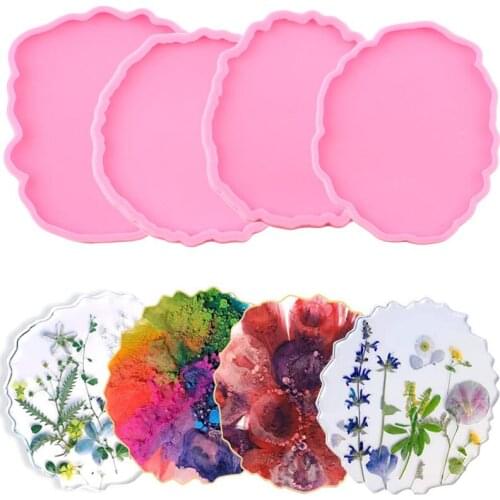 Round Coaster Resin Mold Tea Tray Fruit Plate Cup Mat Silicone Mold Epoxy Resin Geode Coasters DIY Crafts Home Table Decoration