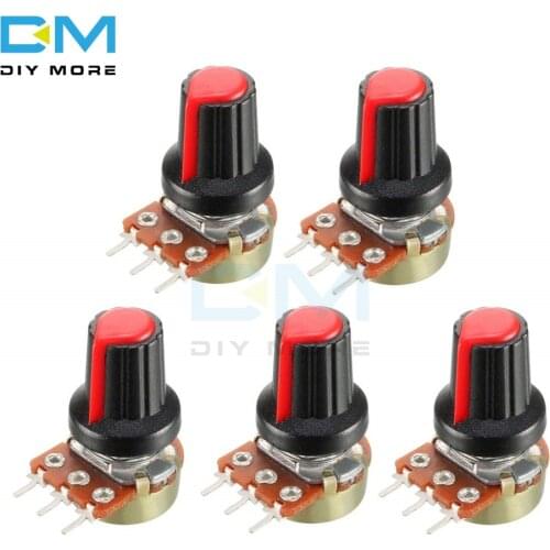 5PCS WH148 Linear Taper Rotary Potentiometer With Cap Red 1K 2K 3K 5K B10K 20K 30K 50K 100K 200K 300K 500K 1M Ohm Diy Electronic