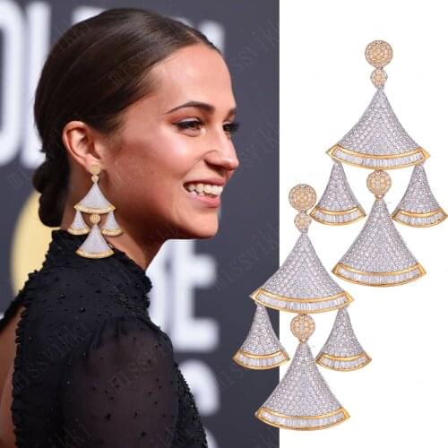 Missvikki 2020 Noble Symbol Luxury triangle Shape Pendant Earrings Pyramid Shape Fine Jewelry For Women Wedding High Quality