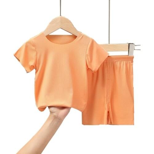 Fashion Solid Color Children Clothing Girl Sets Summer Toddler Girl Clothes Short Sleeve Tops+Pants Kids Clothes 0-3 Years