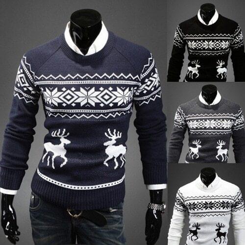 Autumn England style Sweater Men 2020 Fashion Reindeer sweater Male Casual Long Sleeve Slim Knit Pullover Men Christmas sweaters