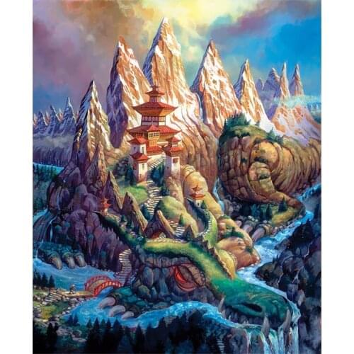 DIY Painting By Numbers Kit acrylic paint by numbers Dragon Road Wall Art Special gift Canvas Painting on canvas