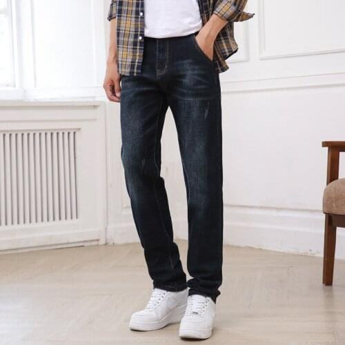 2021 New Business Loose Fit Classic Style Jeans Denim Pants Trousers Male Wide Leg Jeans Mens Slim Elastic Jeans Fashion