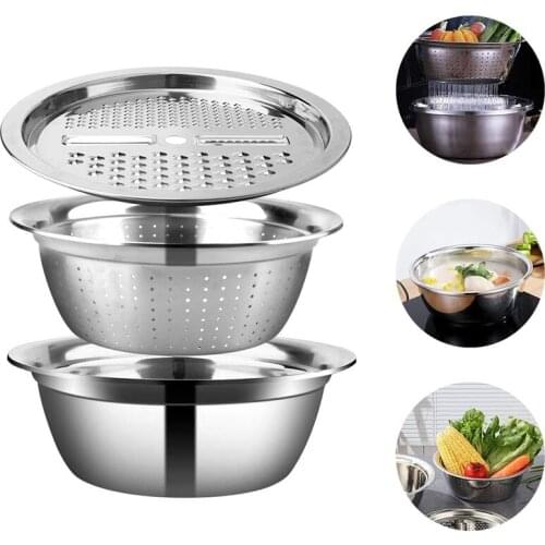 The new multifunctional stainless steel basin sink kitchen colander, fine mesh basket, dishwashing bowl, 4 cutting methods