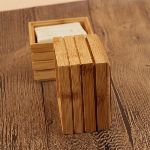 Portable Bamboo Soap Dishes Creative Simple Manual Drain Soap Box Bathroom Bathroom Soap Box Wooden Soap Tray Holder