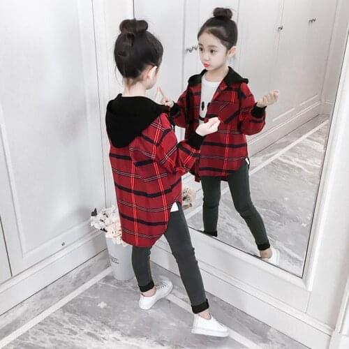 2021 New Boys Shirts for Girls British Plaid Child Shirts Kids School Blouse Red Tops Clothes Kids Children Plaid 12Years