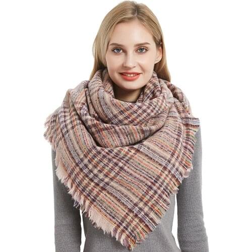 Europe and United States Autumn and Winter New 100% Polyester Fine Grid Scarf Women Soft Thick Neck Shawl Fashion