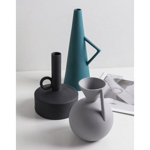 Scandinavian Simple Ceramic Vase Geometri Morandi Flower Pot Porcelain Figurines Home Deccoration Accessories
