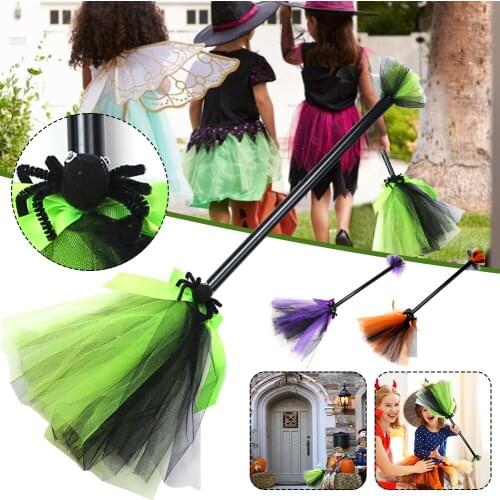 Witch Broom Cosplay Witch Accessory For Halloween Party Scene Props Broom For Children Adults Halloween Costume Supplies