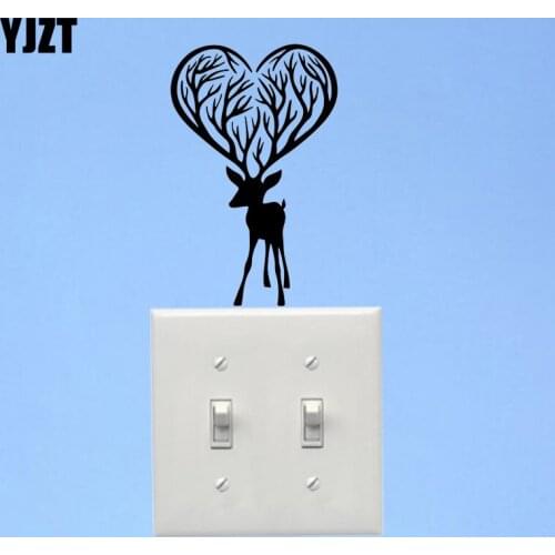 YJZT Cartoon Wall Switch Stickers Vinyl Decal Deer Animal Tribal Forest Decor 17SS0042