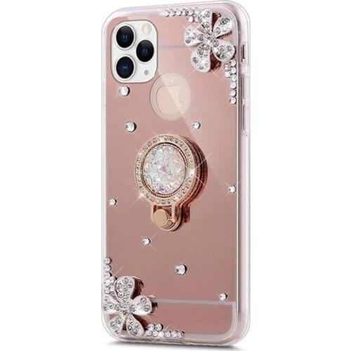 Diamond Mirror Case for iPhone 5 5s SE 2020 6s 7 8 Plus X Xs Max Xr 11 12 13 Pro Max Luxury Bling Makeup Stand Phone Cover Case
