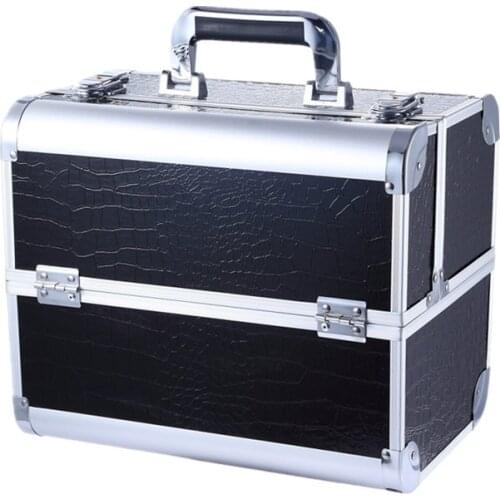 Women Aluminum Alloy Cosmetic Case Professional Multilaye Make up Box Beauty Tattoos Nail Art Tool Nail polish Storage Organizer