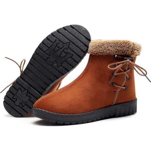 Women Snow Boots Warm Short Fur Plush Winter Ankle Boot Plus Size Platform Ladies Suede Zip Shoes Female Comfort Drop Shipping