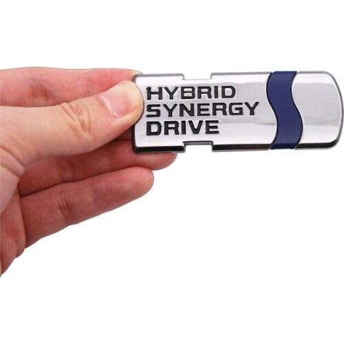 1pcs 3D Car Styling Hybrid Synergy Drive Metal Car Stickers Emblem Auto Badge Decal For Toyota Prius Camry Crown Auris Rav4s